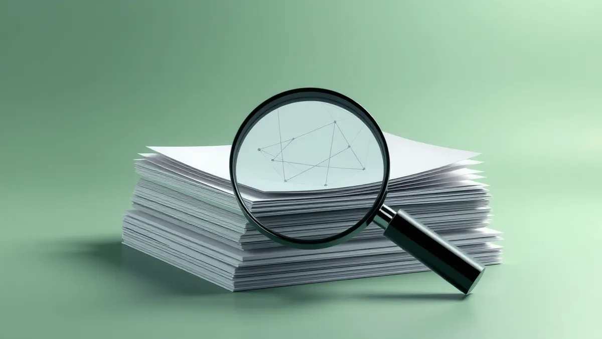Illustration: A magnifying glass hovers over a stack of translucent paper sheets, revealing a unique geometric pattern hidden within the layers.