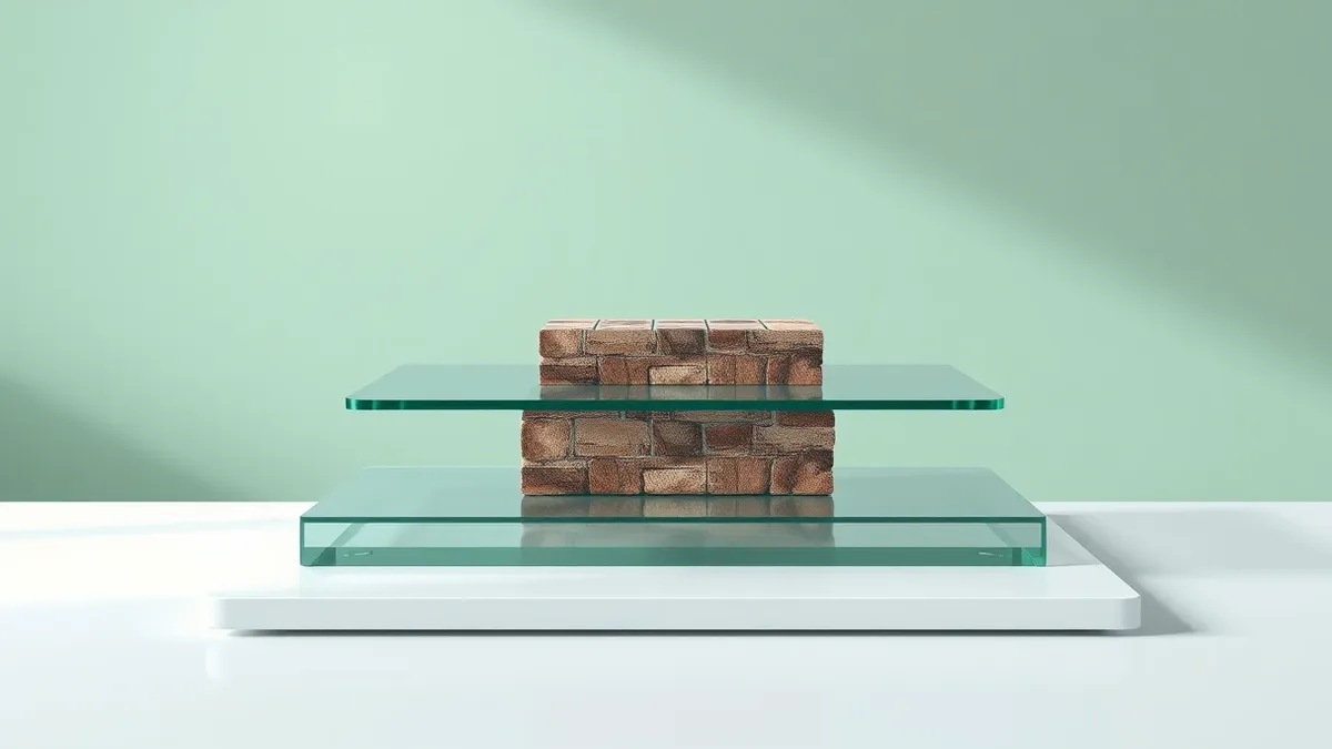 Illustration: Two transparent glass slides stack neatly on a clean white desk.