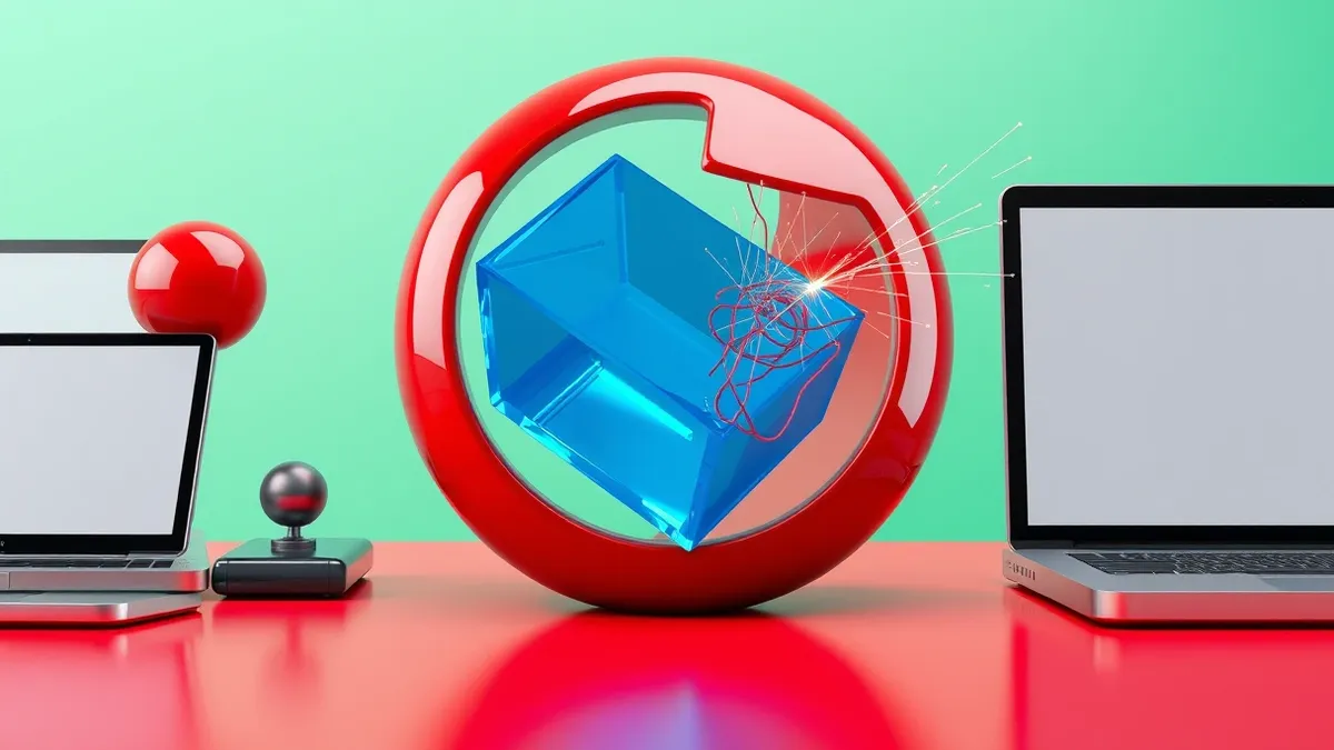 Illustration: A translucent blue cube slides into a slot shaped like a red sphere.