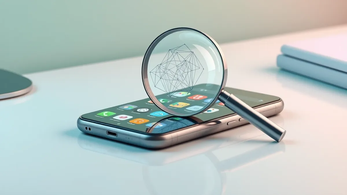 Illustration: A sleek smartphone rests on a clean desk, its screen displaying a generic grid of colorful app icons.