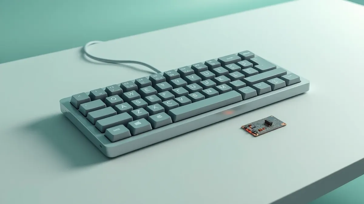 Illustration: A mechanical keyboard sits on a clean desk.