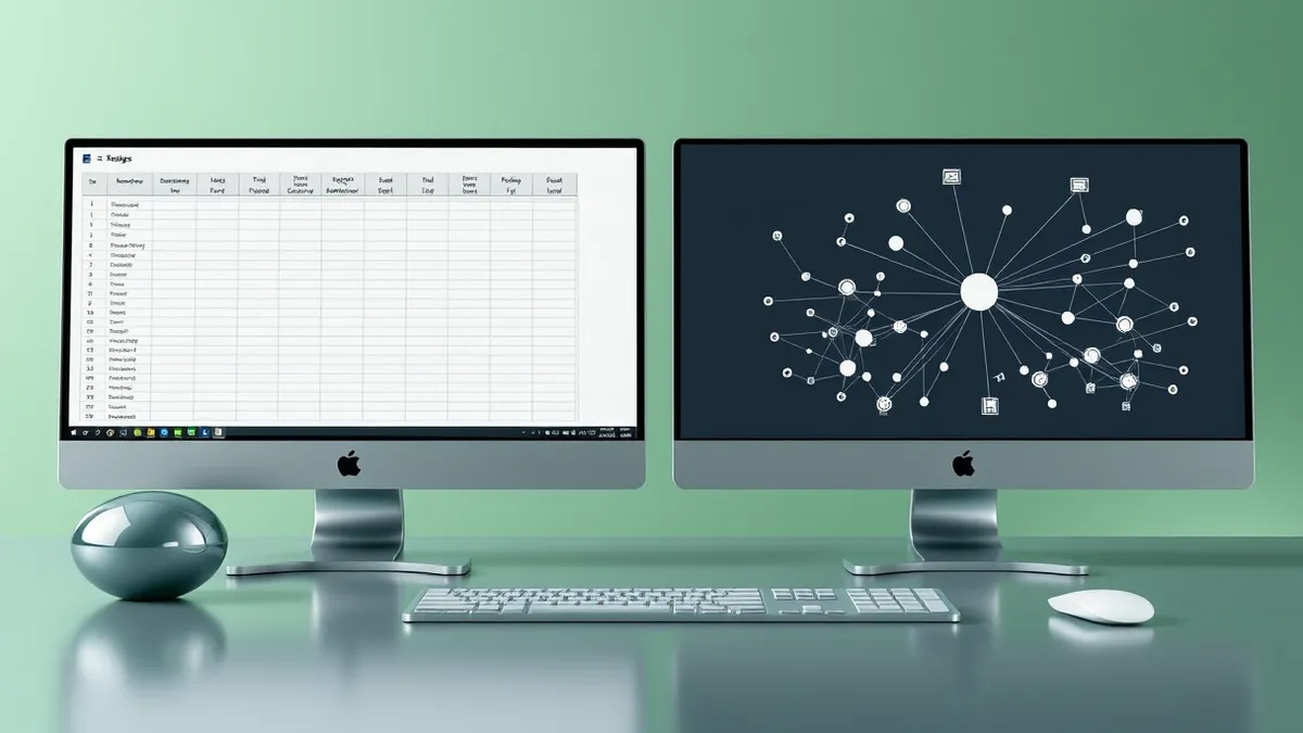 Illustration: A split workspace shows two distinct blank screens.